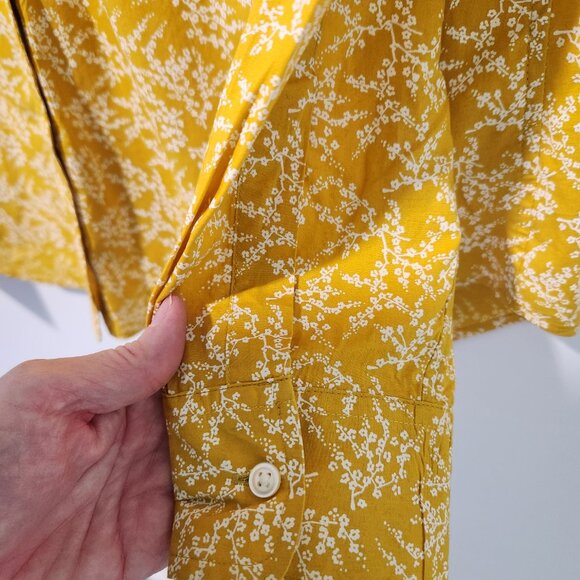 GAP Women's Yellow/White design Long Sleeve Button Down Blouse Top Shirt-Medium - Picture 6 of 7